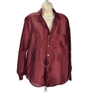 Chico's Design Cranberry Chiffon Tunic Blouse Size 1 (US 8)
